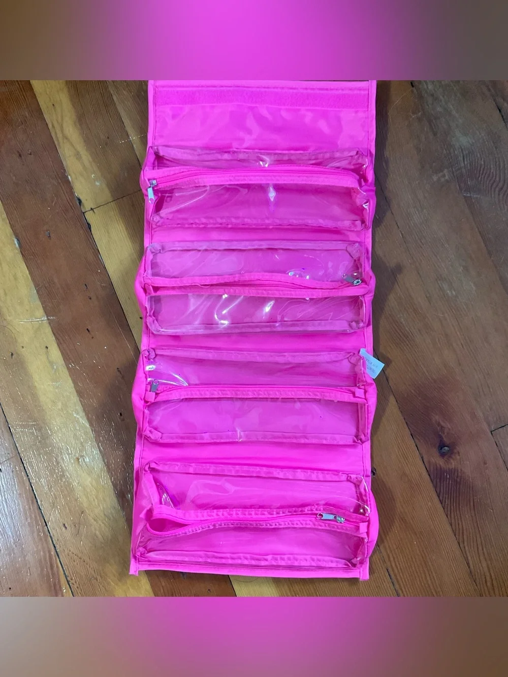 NWOT Joy Mangano Better Beauty Case, hot pink, roll-up travel toiletry organizer